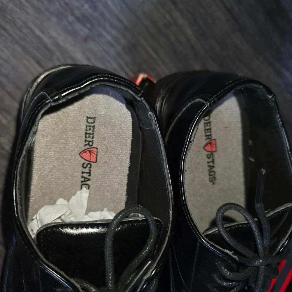 Deer‎ Stags Gabe Black Boys Lace Up Oxford Dress Shoes Size 4.5 M Bicycle Toe